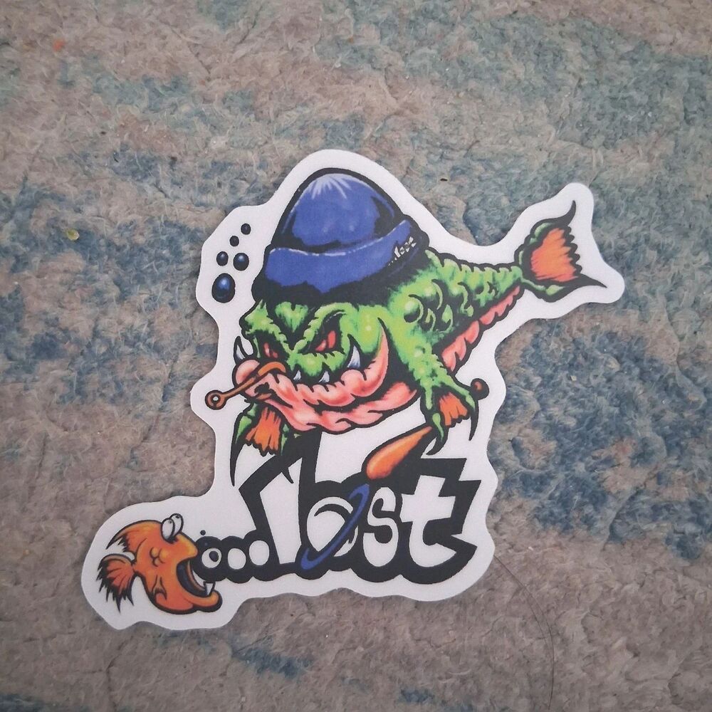 Lost Surfboards Bad Fish Sticker VTG Surfing Skate Rare Drew Brophy
